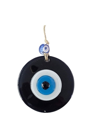 Siyah Nazar Boncuklu Duvar Süsü 10 Cm Cam Duvar Dekoru