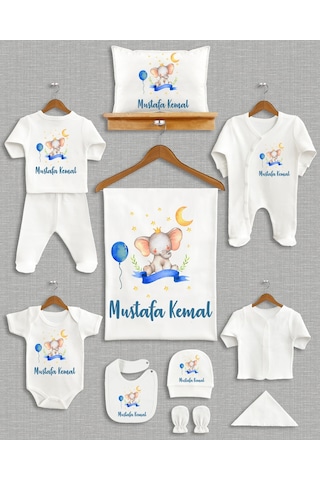 Bebeqon Çanta İsme Özel Hastane Çıkışı Set 12 Parça Ekru