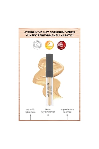 Alix Avien Aydınlık Görünüm Sağlayan Yoğun Likit Göz Altı Kapatıcısı Liquid Concealer 107 Warm Desert