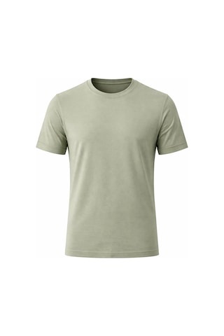 Plus Scorpion T02 Kol Katlama Erkek Slim Fit Basic Tişört Bisiklet Yaka, Düz Kumaş, Yazlık Model Çağla