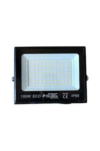 100 Watt Led Projektör Beyaz Işık 9000 Lümen Ip66 Slim Siyah Kasa