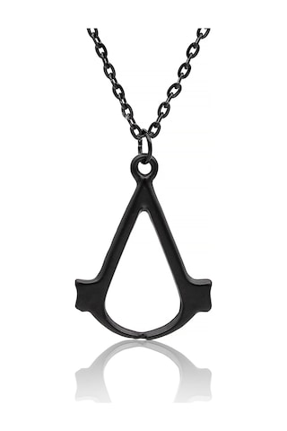Assassin's Creed Kolye Oyuncu Kolyesi Siyah Renk Klasik Zincirli Siyah