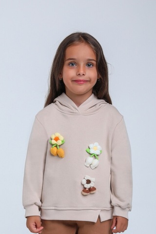 Xo Kids Kız Çocuk Sweatshirt 1-5 Yaş 35868 Taş Rengi Taş