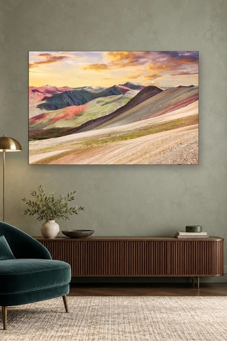 Fida Gün Batımında Gökkuşağı Dağları Canvas Tablo Çok Renkli