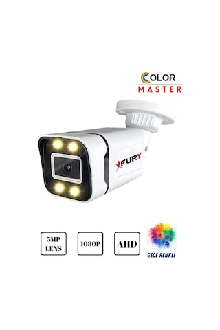 Fury 5mp Lens 1080p 4 X Ultra Led Gece Renkli Full Hd Suya Dayanıklı Güvenlik Kamerası