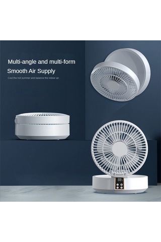 Uzaktan Kumandalı Kablosuz Sirkülasyonlu Hava Soğutma Fanı Led Işıklı Katlanabilir Elektrikli Duvara Monte Fan Masaüstü Fan Mavi Z5mj79 Renkli