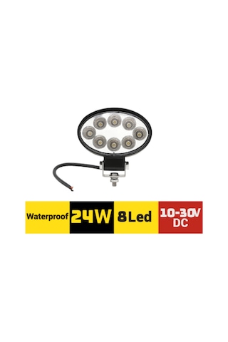 Off Road Çalışma Lamba 10-30v 8 Led 24w Oval Siyah Tır Kamyon İş Makinesi Aydınlatma