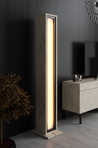 Nova Siyah Demir Ayaklı Rgb Led Işık Sistemli Traverten Lambader Diğer