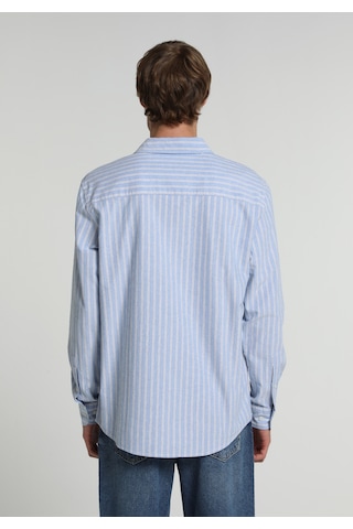 Colin's Colins Regular Fit Shirt Neck Çizgili Erkek Mavi Uzun Kol Gömlek Cl1082665 Q1.v1 Ble
