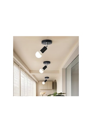 Riolight Modern Krom Mafsal Hareketli Başlık 1xe27 Duylu Siyah Metal Spot Tavan Armatür Avize Siyah