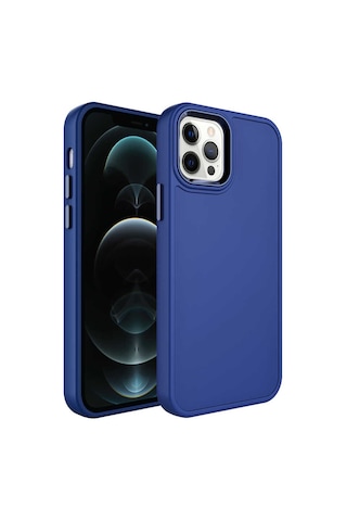 Zore Apple Uyumlu iPhone 13 Pro Max Metal Çerçeve Ve Buton Tasarımlı Sert Botox Kılıf-l Lacivert