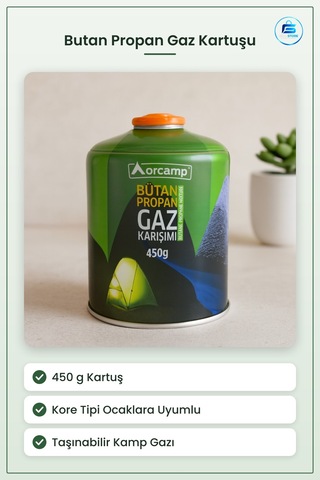 Butan Propan Gaz Kartuşu 450g Kore Tipi Kamp Ocağı Gazı Taşınabil