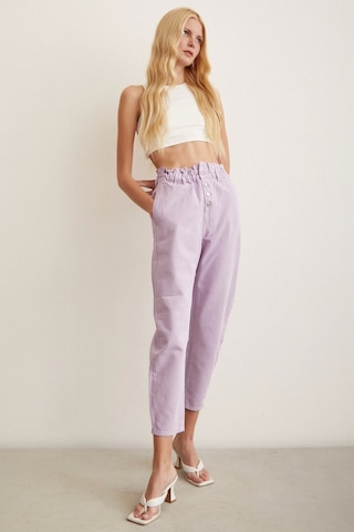 Never More Beli Lastikli Düğme Kapalı Boyfriend Jean Mor