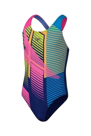 Speedo Digital Baskı Splashback Kız Çocuk Yüzücü Mayosu Lacivert-pembe Gökkuşağı
