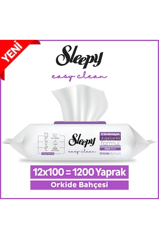 Sleepy Easy Clean Orkide Bahçesi Yüzey Temizlik Havlusu&Mendili 12x100 (1200 Yaprak)