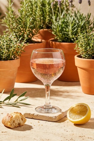 Lav Misket Cam Goblet 6'lı 645 ml Ayaklı (Şarap Kadehi , Kokteyl Bardağı)