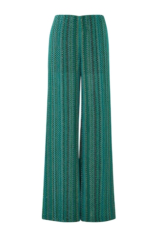 Missoni Simli Geniş Paça Pantolon Yeşil Çok Renkli