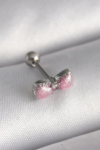 316l Çelik Gümüş Renk Pembe Kurdele Zirkon Taş Detay Tragus Piercing Çok Renkli 78569497