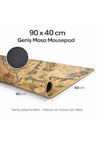 90x40 Xxl Gaming Mouse Pad Antik Harita Desenli Kaymaz Taban Büyük Boy Oyuncu Mousepad 90cm X 40cm