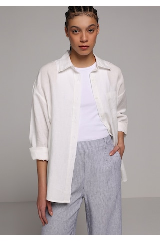Colin's Colins Boyfriend Fit Shirt Neck Düz Kadın Beyaz Uzun Kol Gömlek Cl1078739 Q1.v2 Wht