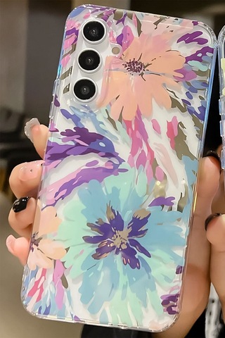 Samsung Galaxy Uyumlu S23 Fe Kılıf Solmayan Imd Baskı Desenli, Şeffaf Tpu+pc Botanik Kapak
