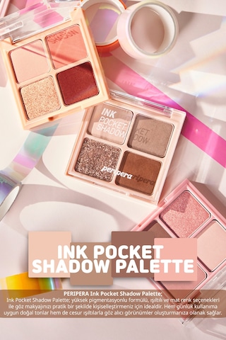 Mat, Parıltılı Tonlarda 4'lü Far Paleti Perıpera Ink Pocket Shadow Palette 03 Brown Filter 360