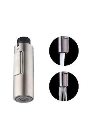 Kosona Sus304 Çelik Fıskiyeli Musluk, Tuş İle Değiştirilebilir Sprey Akış Modu, Çayır Mutfak Uyumlu, Yüksek Isı Ve Basınç Dayanıklı, Kolay Kurulum GÜMÜŞ