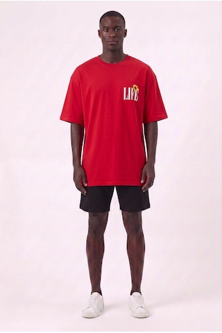Blow Up Life Kırmızı Oversize Erkek T-shirt 11251 SİYAH