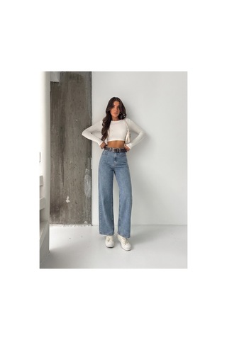 Bluemarlin Tintli Likralı Kemerli Tam Kalıp Denim Pantolon Tintli