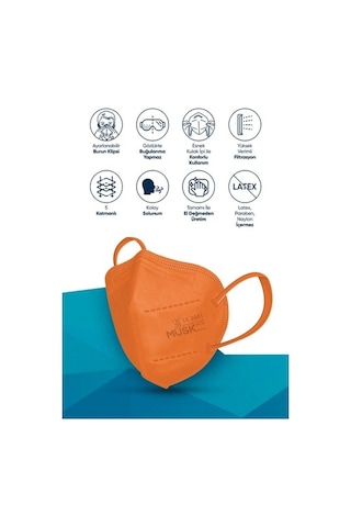 Musk Ffp2 Maske Turuncu Renk 10 Adet