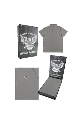 Beşiktaş Polo Yaka Çocuk T-shirt Kişiye Özel Ahşap Kutu 001