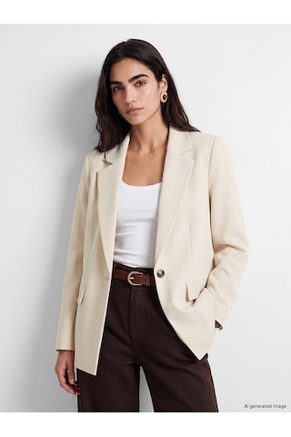 Lcw Vision Bej Krep Kadın Blazer Ceket