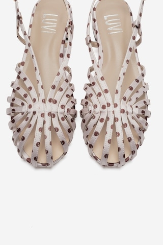 Luvi Shoes Lıss Bej Kahverengi Puantiyeli Kadın Sandalet