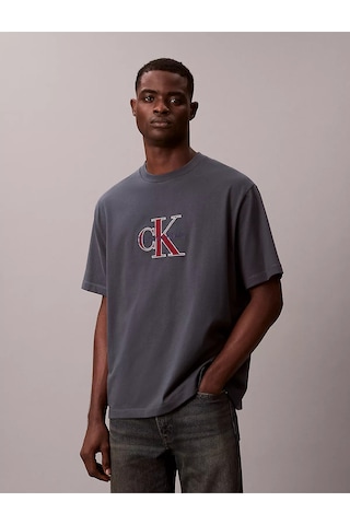 Calvin Klein Ss 16s Trıcolor Monologo Graphıc Erkek Gece Mavi T-shirt-12871 Mavi