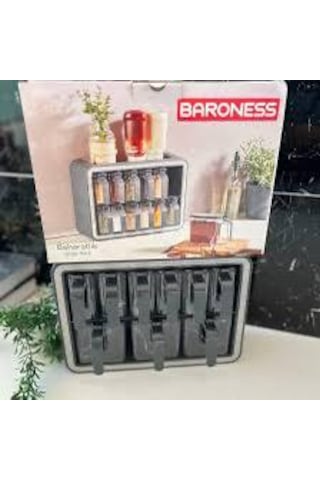 Barones Baharatlık 9 Parça Gri - Beyaz