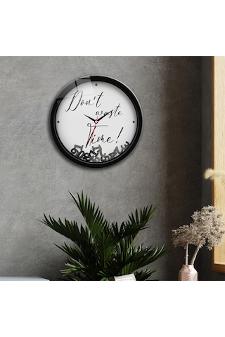 Decorita Cam Saat | Don't Waste Time White | Çap40cm Çok Renkli