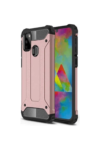 Noktaks - Samsung Galaxy Uyumlu M21 - Kılıf Çift Katman Zırh Tank Crash Military Kapak - Gold