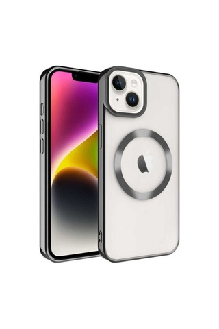 Apple Uyumlu iPhone 14 Kılıf M-safe Wireless Şarj Özellikli Zore Setro Silikon Siyah