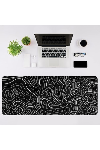 Oyun Mouse Pad'i Büyük Klavye Matı 30 60cm Arazi Mouse Pad'i Kaymaz Kauçuk Tabanlı, Genişletilmiş Masa Üstü Siyah Beyaz Klavye Mouse Pad'i
