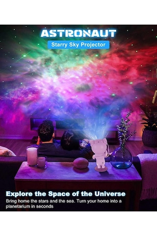 Noas LW-6 Galaxy Astronot Uzaktan Kumandalı ve Zamanlayıcılı Led Projektör Masa Lambası