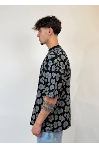 Zaee Urban Leopar Oversize Tişört Siyah