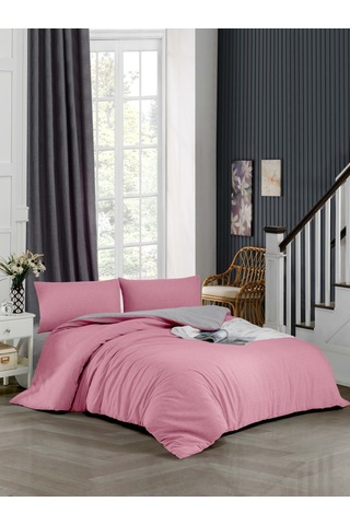 Ely Parker Kolay Ütü 160x200 Çift Kişilik Nevresim Takımı(Gri Lastikli Çarşaf+Yorgan Kılıfı+Y. Kılıfı) Pembe 160 x 200 Pembe