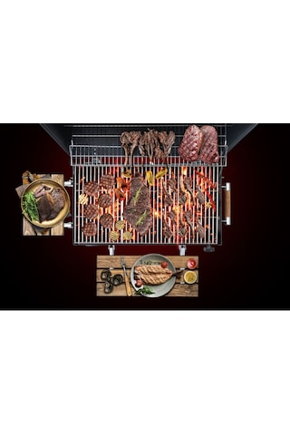 Grillia Grillord 75 Kömürlü Barbekü 2 Adet Döküm Izgaralı + Hediye Seti Önlük + Kılıf Siyah