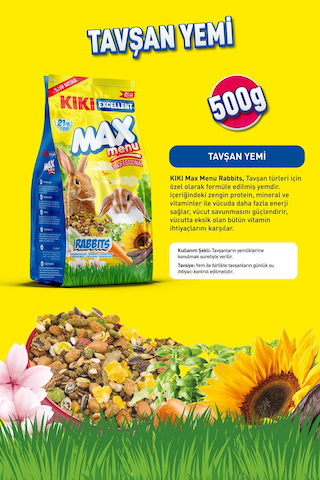 Kiki Excellent Kemirgen Max Menu Rabbits Tavşan Yemi 500 G