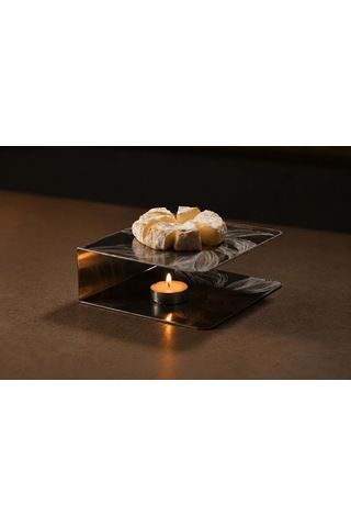 Lexroo Peynir Isıtıcı Mumlu Servis Tabağı Peynir Eritme Tabağı, 15x15 Cm Kare Peynir Isıtıcı Çok Renkli