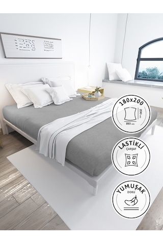 Favora Battal Boy Lastikli Penye Çarşaf - Gri