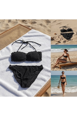 Bonbon Kadın Plaj Giyim Siyah Renk Bikini Takım Bb2640