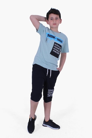 Fyk Kids Boom Sklk Yazı Baskılı Erkek Çocuk Alt-üst Kapri Takım Çok Renkli