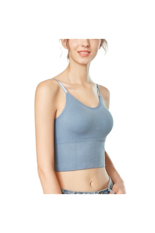 Ece's Design İnce Askılı Crop Atlet Soft Dokulu Rahat Bralet Üst W1011 Mavi