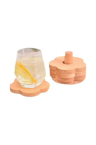 Homyl Çiçek Şekli Ahşap Bardak Altlıkları Çay Barı Için Kayın Diğer